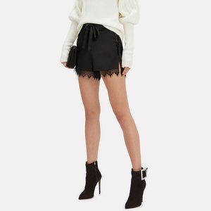 Jonathan Simkhai Black Esme Lace NightNight Silk Shorts NWT Size L